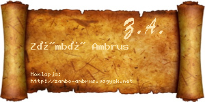 Zámbó Ambrus névjegykártya