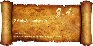 Zámbó Ambrus névjegykártya